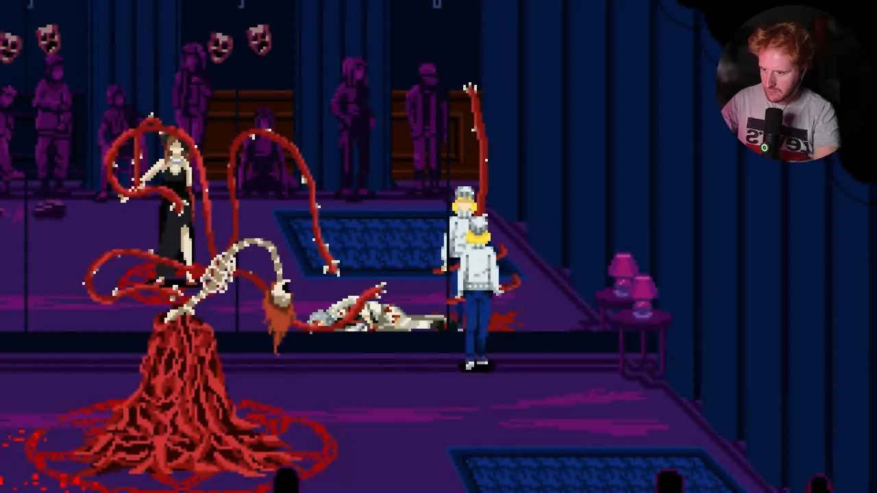 Tenebris Somnia Agonal Stone mirror fight with an upright tentacle behind Julia's reflection