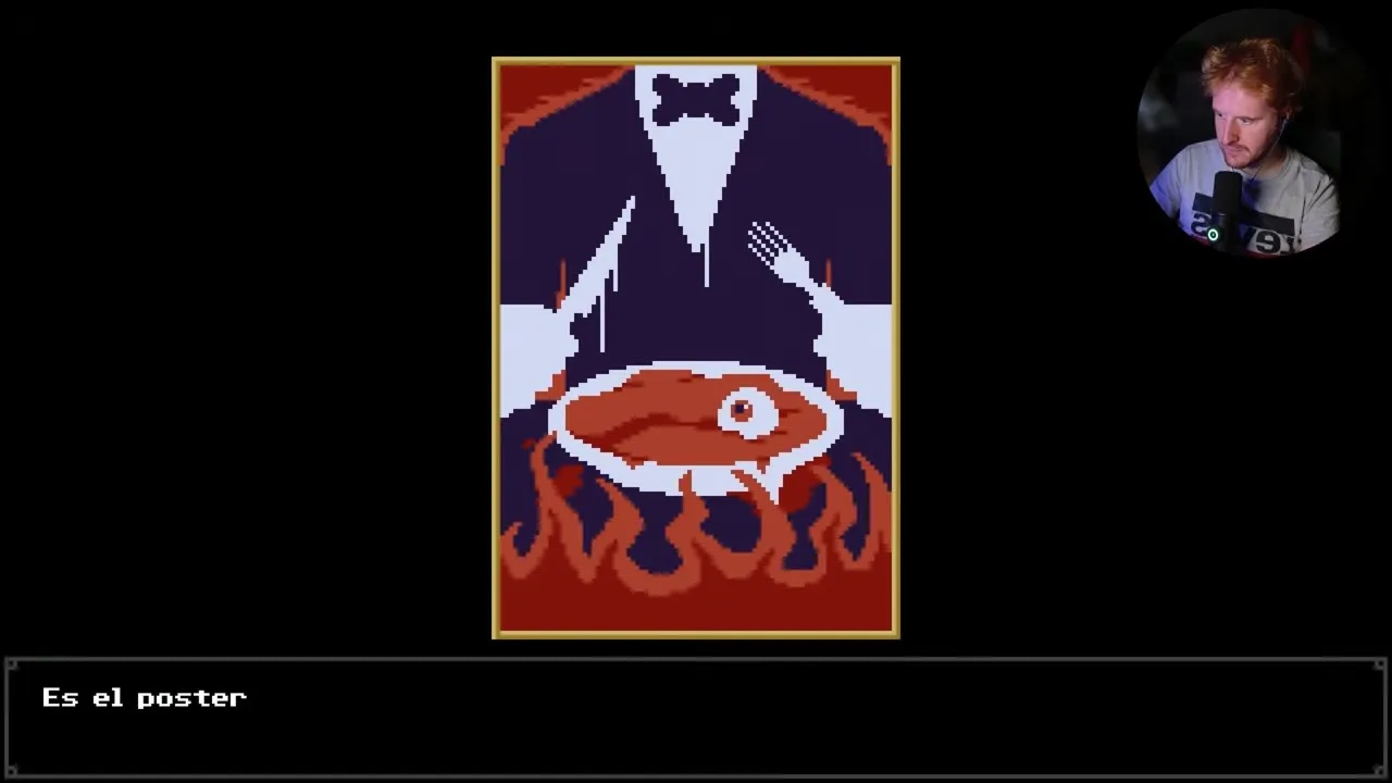 Tenebris Somnia second floor completed poster showing a bow tie, a plate with an eye, and flames
